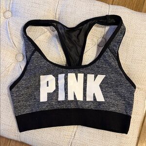 PINK Victoria's Secret Charcoal and Black Sports Bra